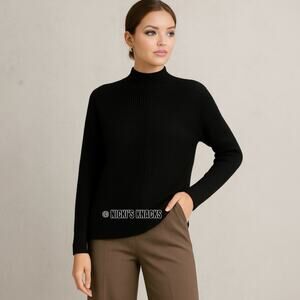 Cyrus Black Ribbed Mockneck Sweater Long Sleeve Asymmetric Knit Top Size XS